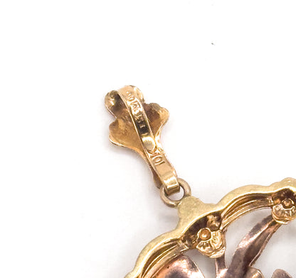 Mid-Century Synthetic Ruby Heart Pendant in 10K Gold