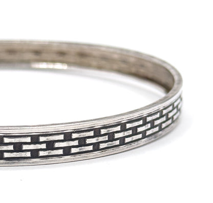 Late 20th Century Basketweave Bangle in Sterling Silver