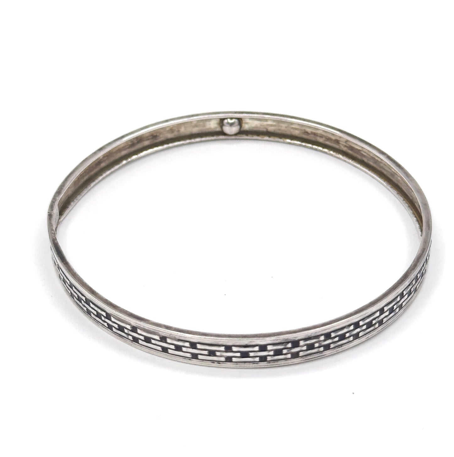 Late 20th Century Basketweave Bangle in Sterling Silver