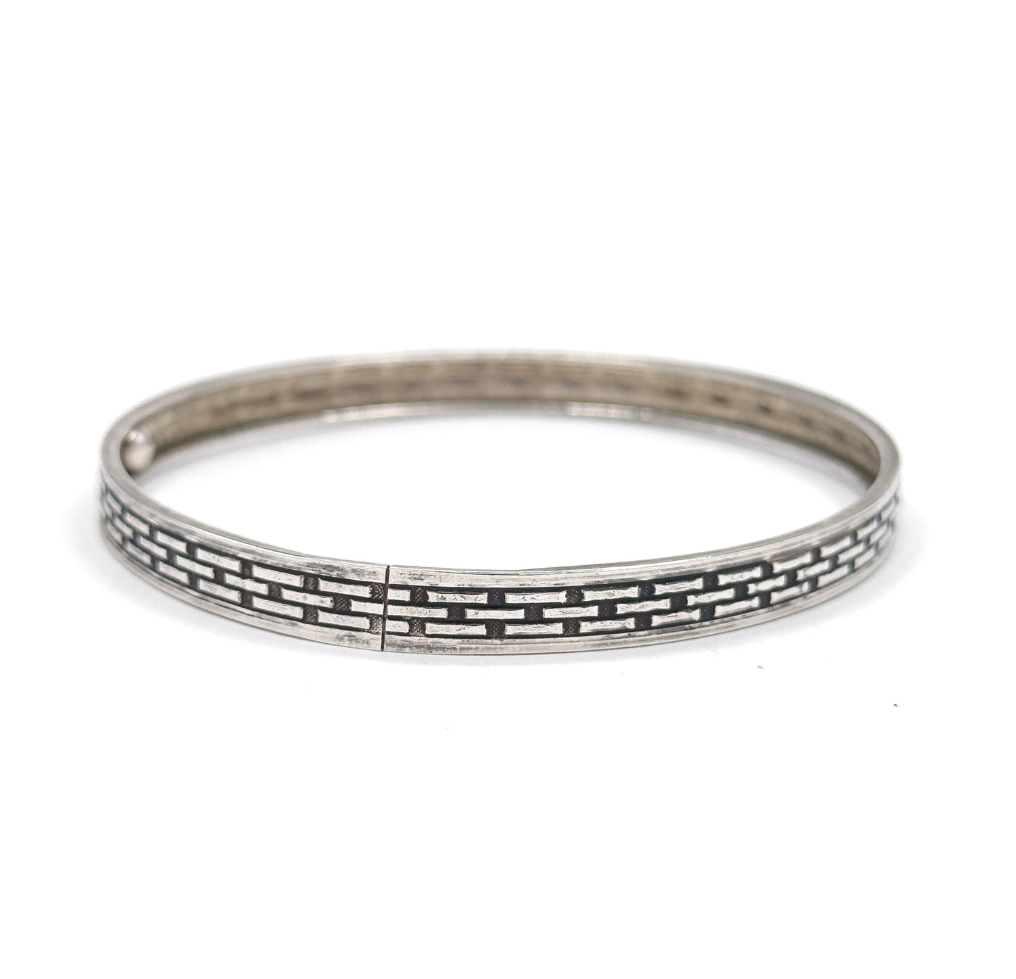 Late 20th Century Basketweave Bangle in Sterling Silver