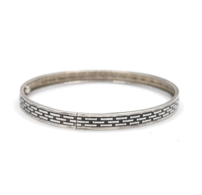Late 20th Century Basketweave Bangle in Sterling Silver