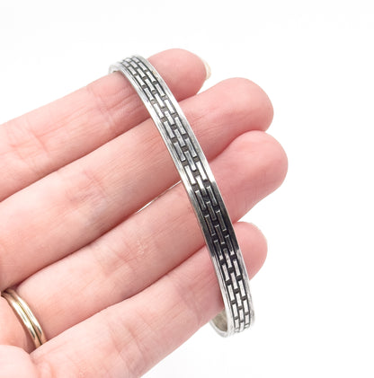 Late 20th Century Basketweave Bangle in Sterling Silver
