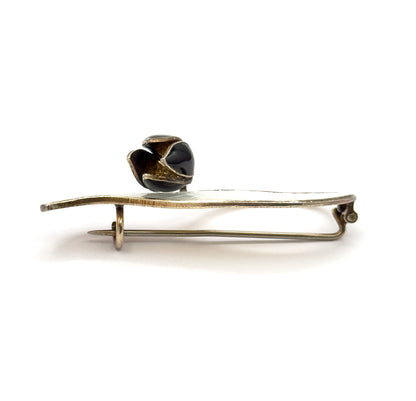 Retro Aksel Holmsen Enamel Lily of the Valley Brooch in Sterling Silver