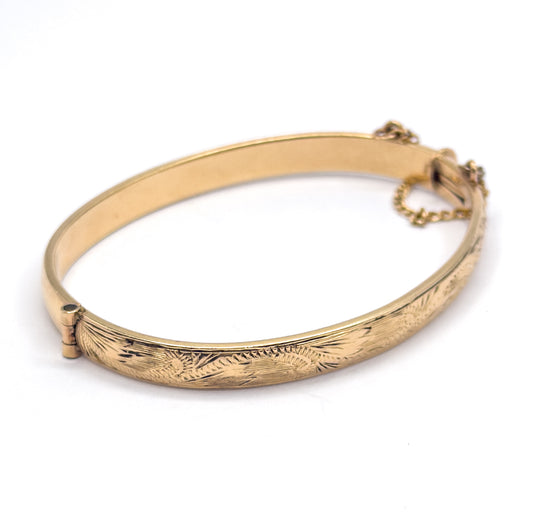 Petite Vintage Childs Bangle Bracelet in with 9k Rolled Gold