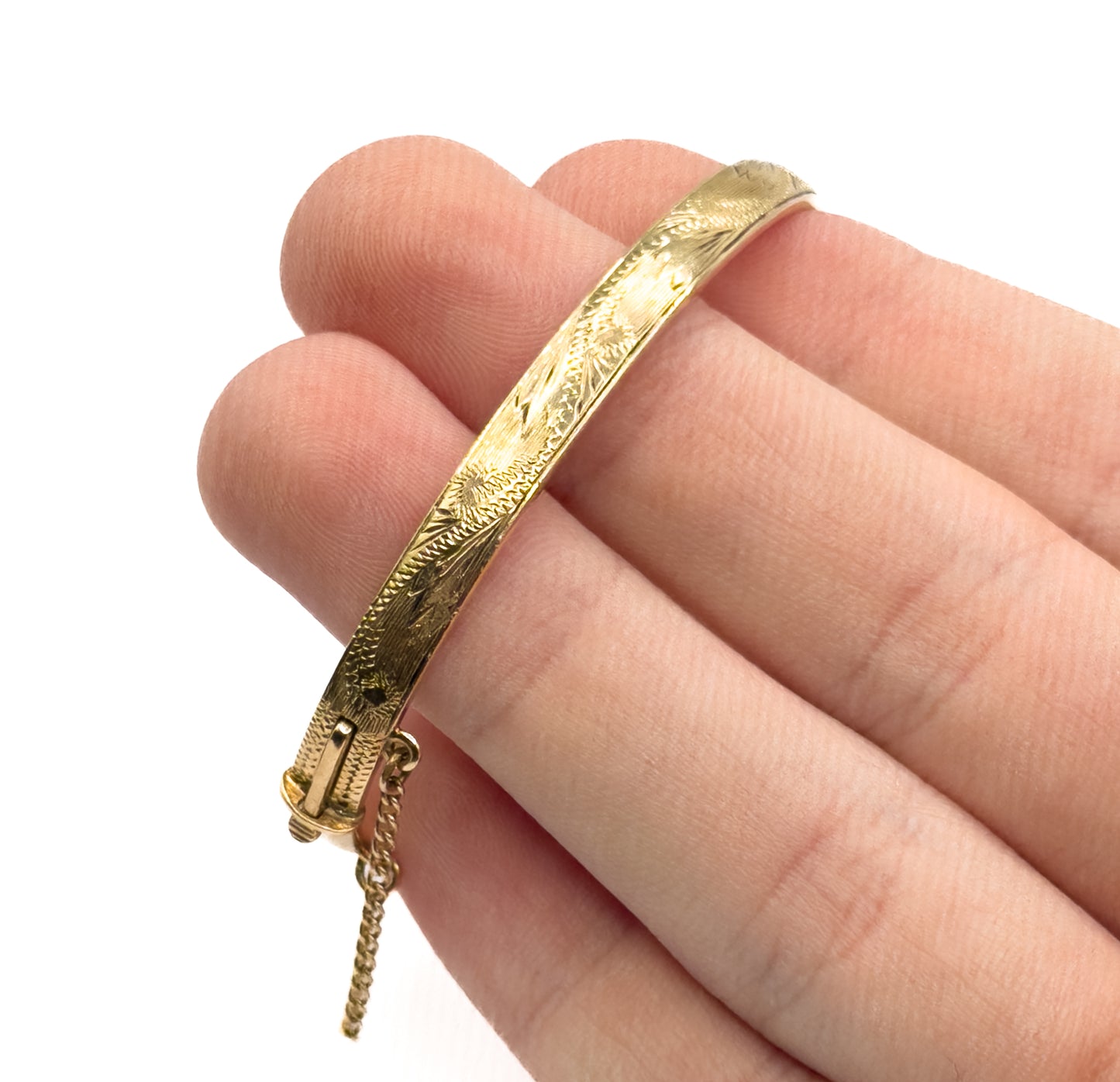 Petite Vintage Childs Bangle Bracelet in with 9k Rolled Gold