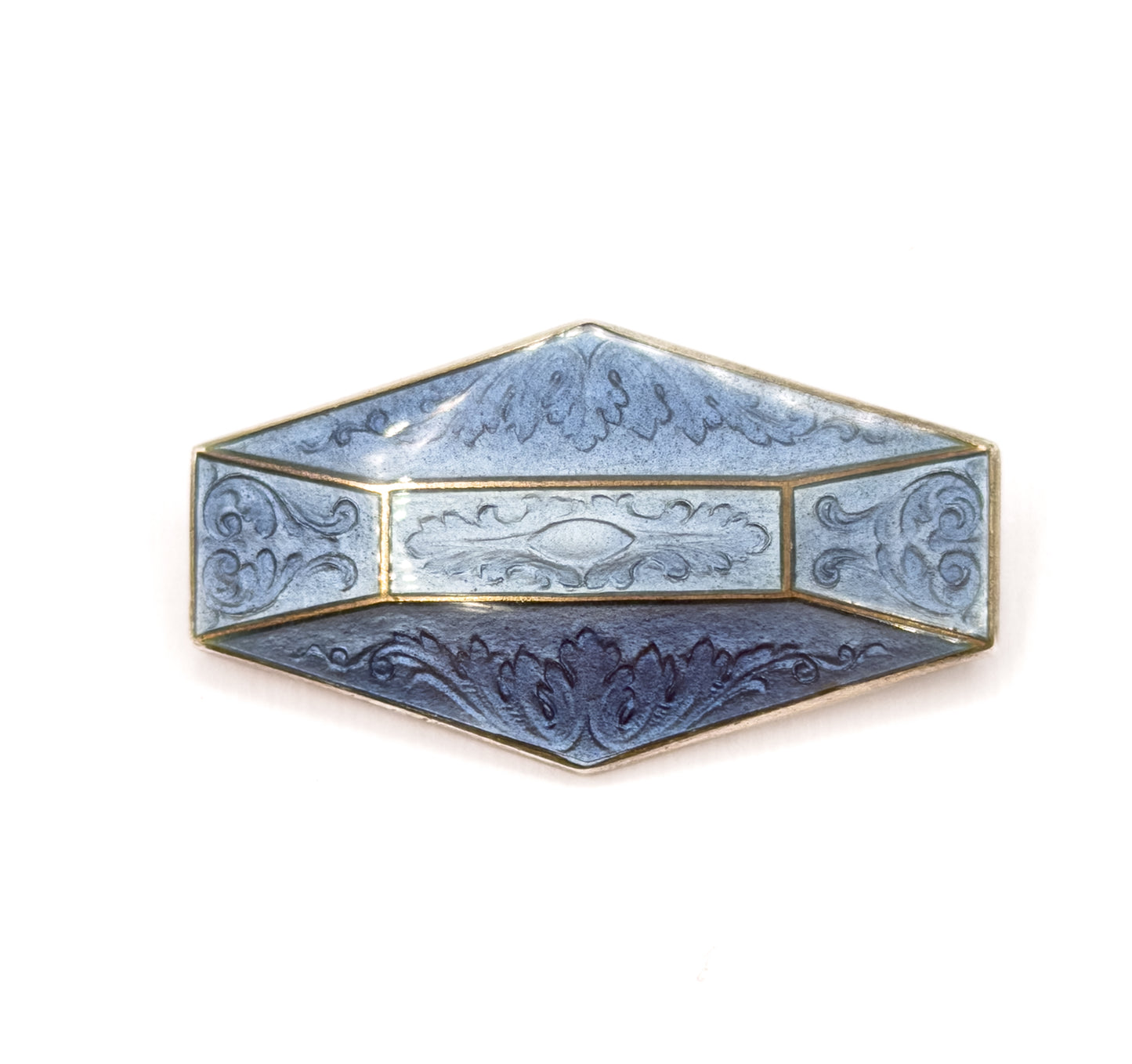 Art Deco Cornflower Blue Enamel Brooch in Sterling Silver