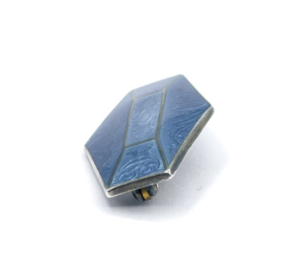 Art Deco Cornflower Blue Enamel Brooch in Sterling Silver