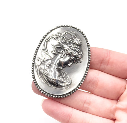 Art Nouveau Gibson Girl Conversion Brooch in Silver