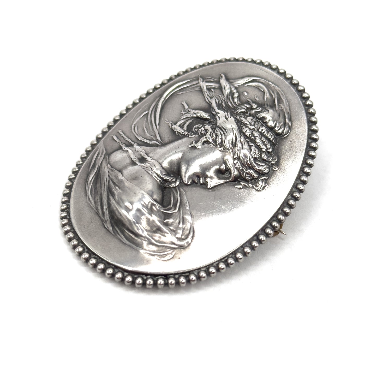 Art Nouveau Gibson Girl Conversion Brooch in Silver