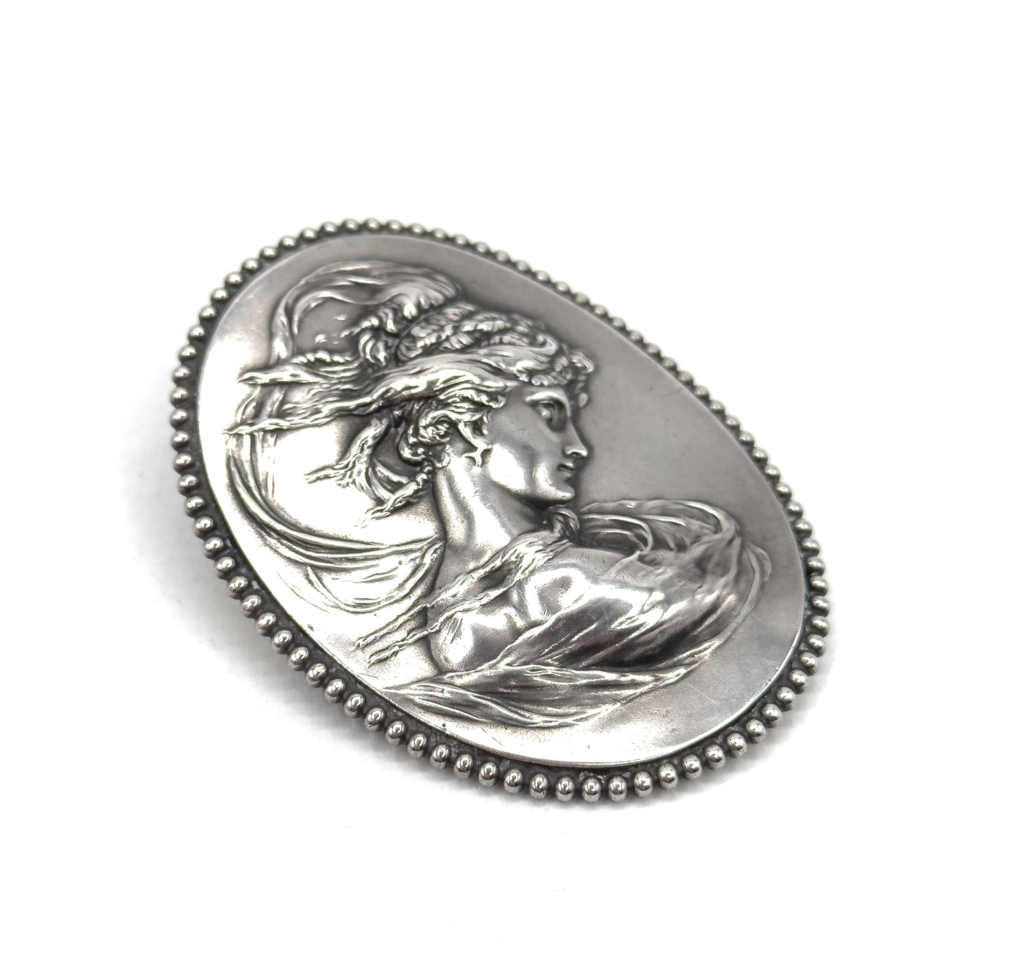 Art Nouveau Gibson Girl Conversion Brooch in Silver