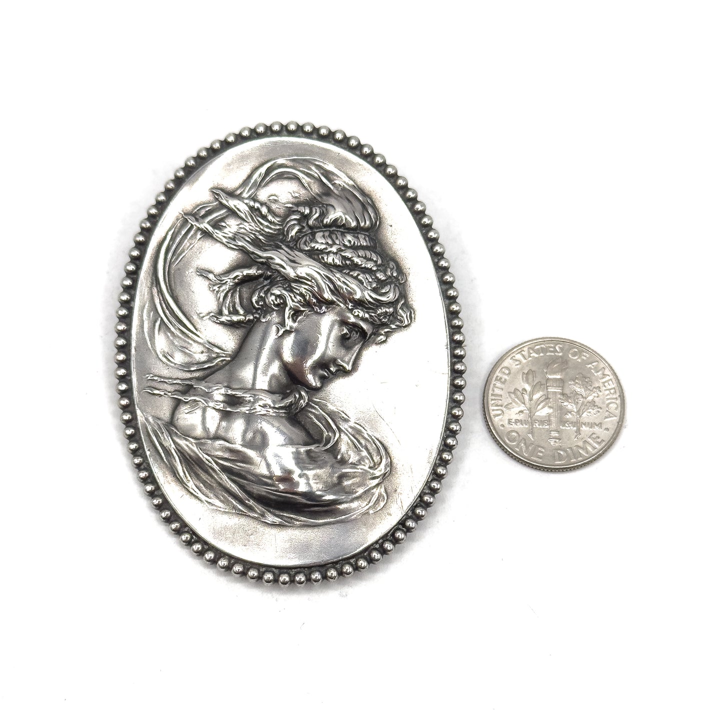 Art Nouveau Gibson Girl Conversion Brooch in Silver