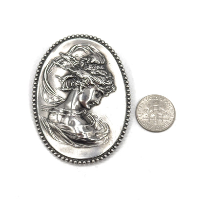 Art Nouveau Gibson Girl Conversion Brooch in Silver