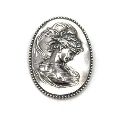 Art Nouveau Gibson Girl Conversion Brooch in Silver