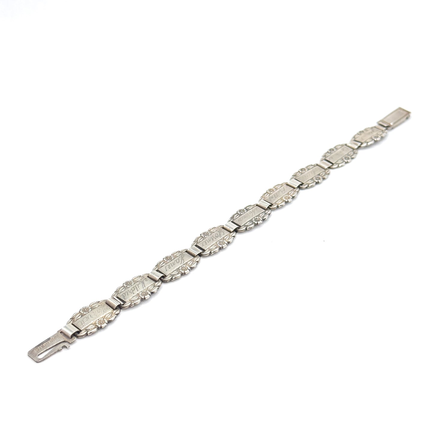 Mid-Century Forget-Me-Not Floral Station Bracelet in Sterling Silver