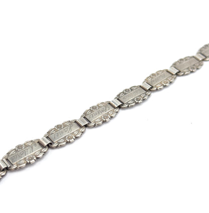Mid-Century Forget-Me-Not Floral Station Bracelet in Sterling Silver
