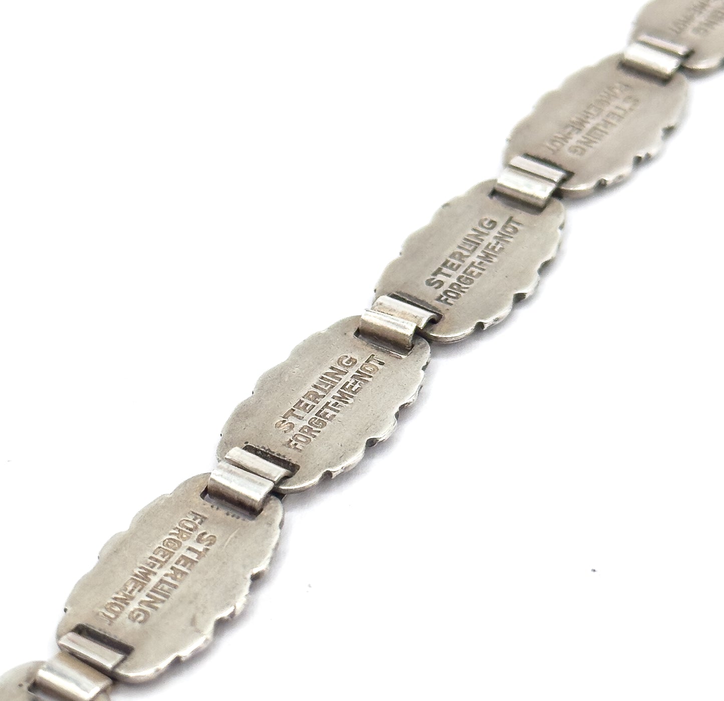 Mid-Century Forget-Me-Not Floral Station Bracelet in Sterling Silver