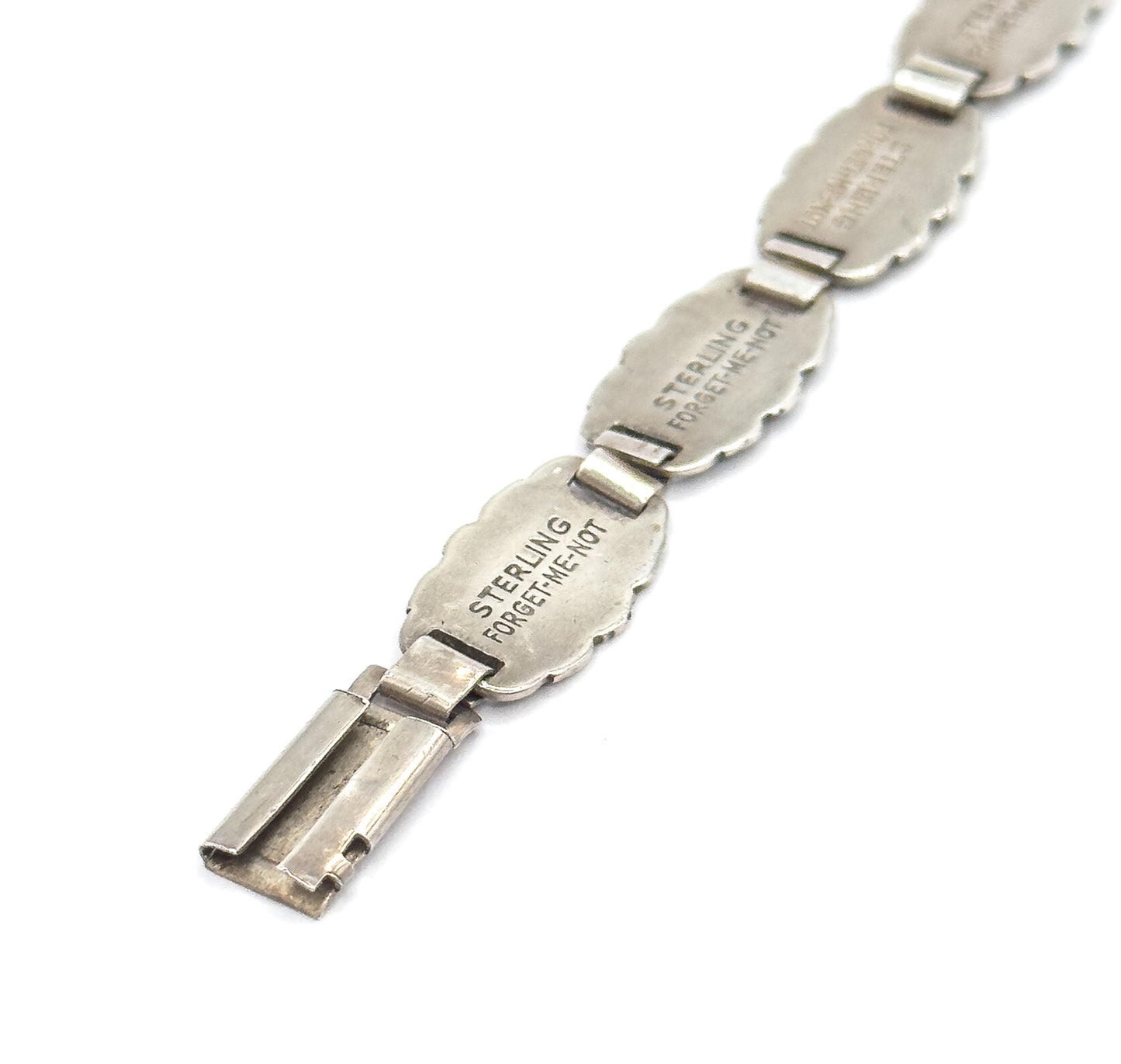 Mid-Century Forget-Me-Not Floral Station Bracelet in Sterling Silver