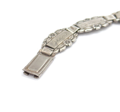 Mid-Century Forget-Me-Not Floral Station Bracelet in Sterling Silver