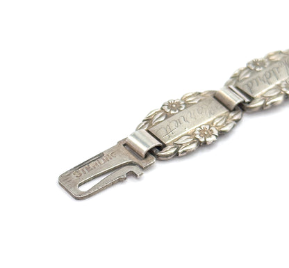Mid-Century Forget-Me-Not Floral Station Bracelet in Sterling Silver