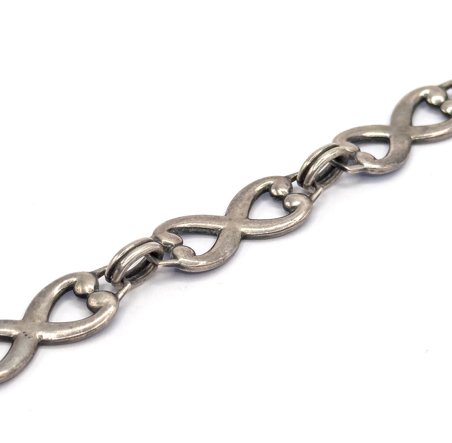 Vintage Guilloche Enamel Infinity Link Bracelet in Sterling Silver