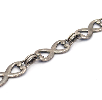 Vintage Guilloche Enamel Infinity Link Bracelet in Sterling Silver