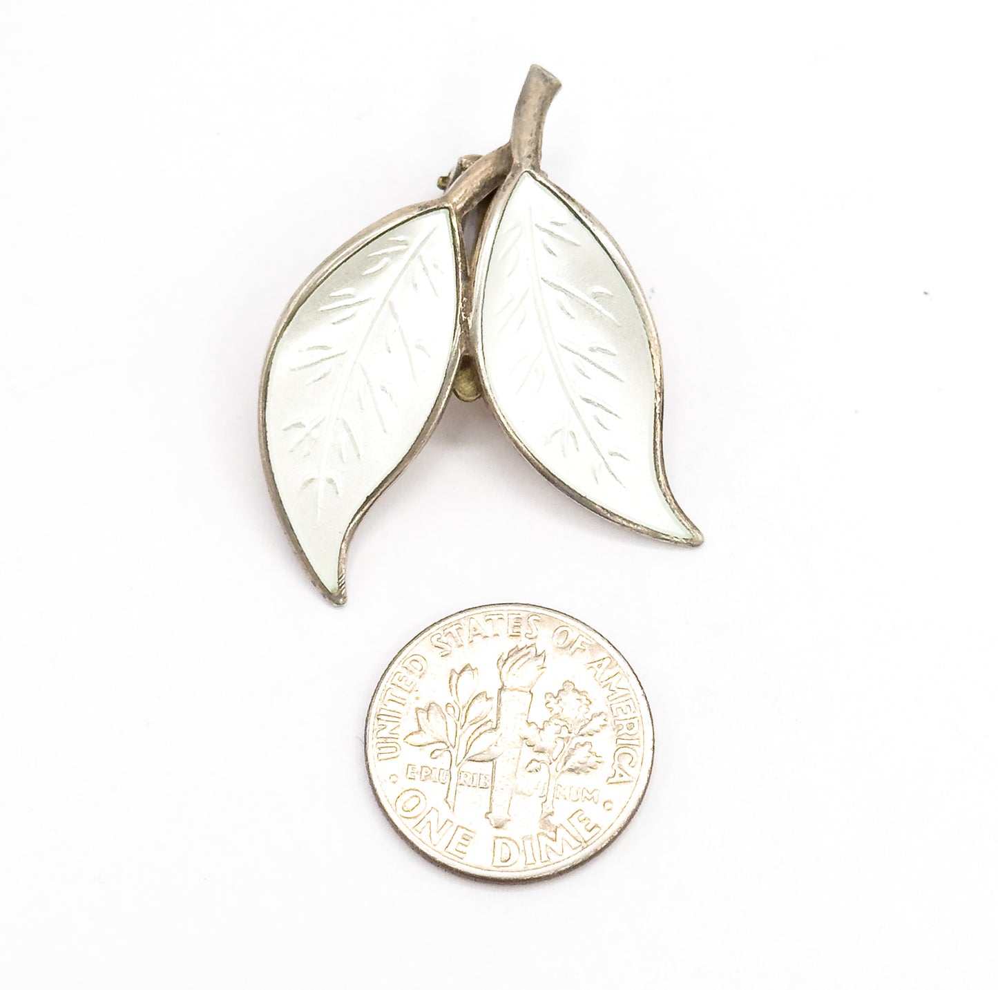 Vintage Norwegian Sterling Silver Leaf Clip On Earrings