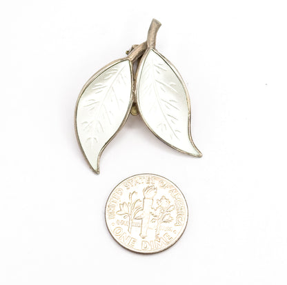Vintage Norwegian Sterling Silver Leaf Clip On Earrings