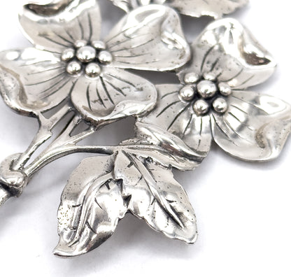 Vintage Danecraft Dogwood Flower Large Brooch in Sterling Silver