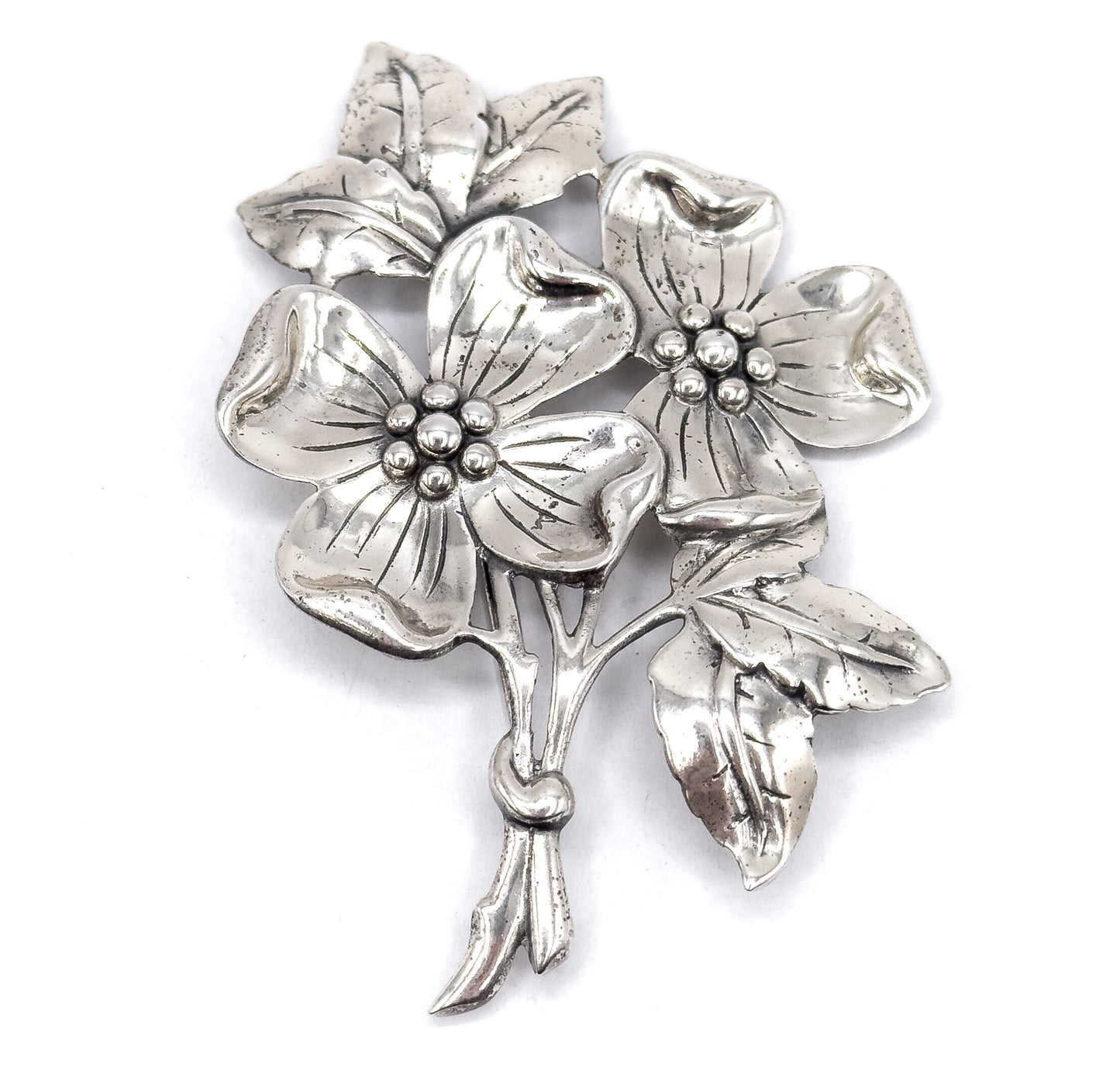 Vintage Danecraft Dogwood Flower Large Brooch in Sterling Silver