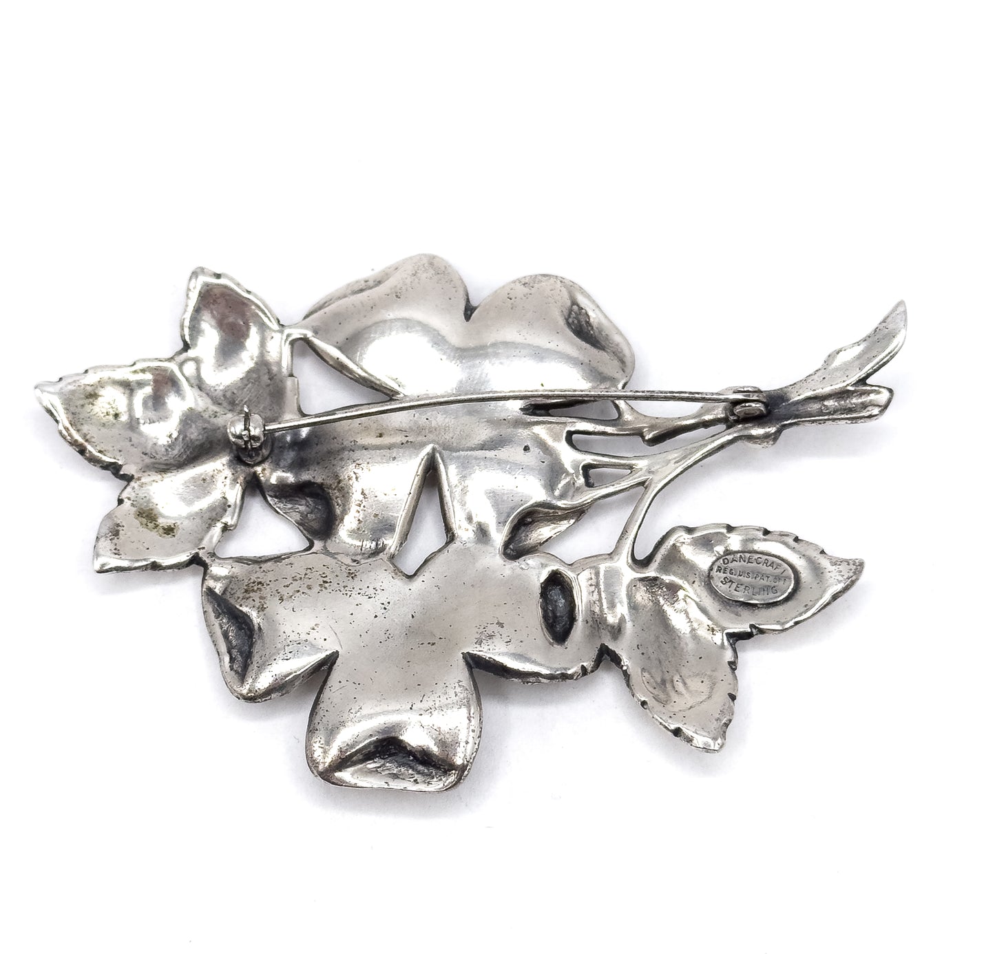 Vintage Danecraft Dogwood Flower Large Brooch in Sterling Silver