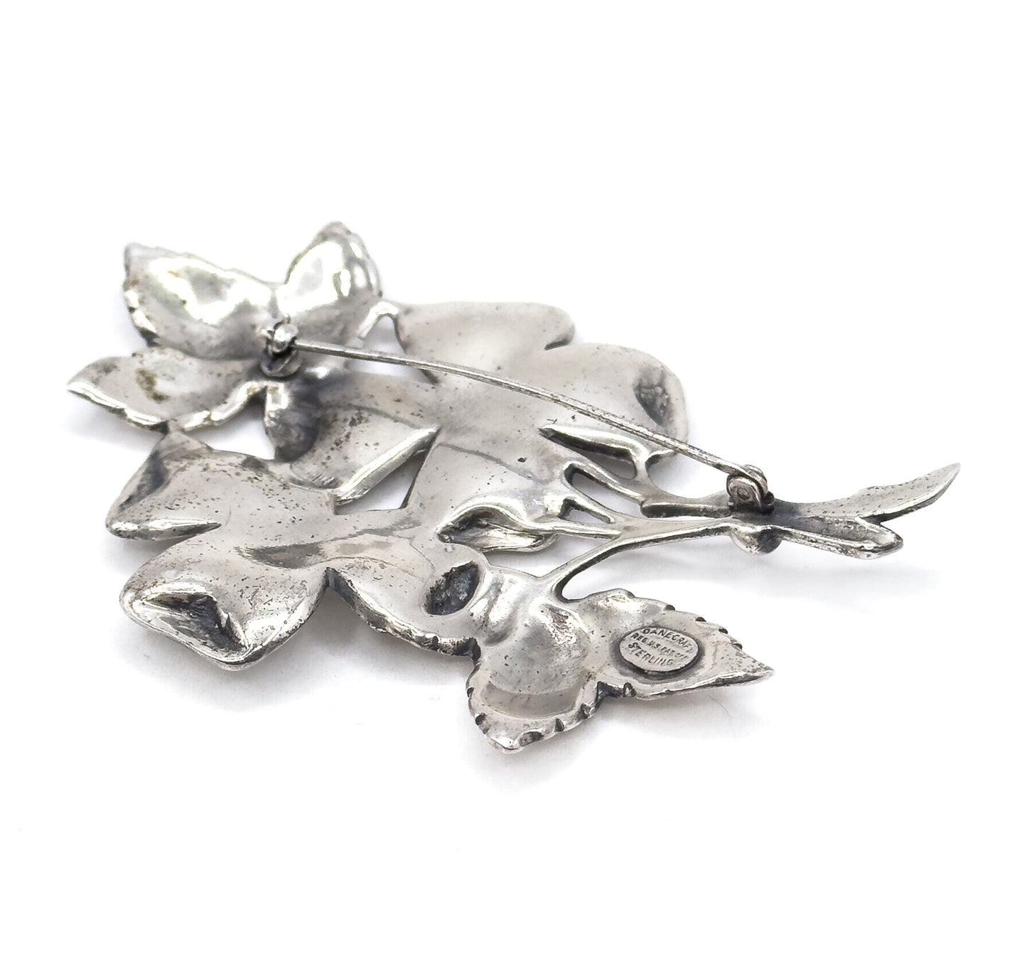 Vintage Danecraft Dogwood Flower Large Brooch in Sterling Silver