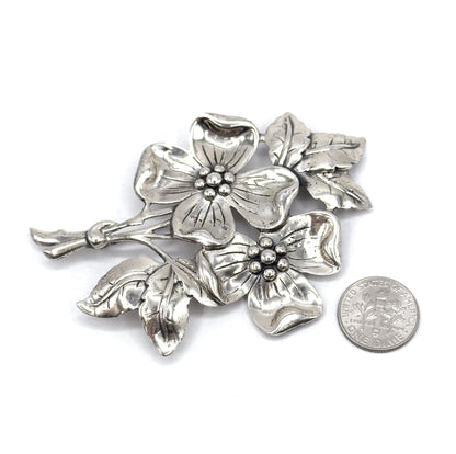 Vintage Danecraft Dogwood Flower Large Brooch in Sterling Silver