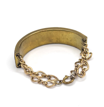 Vintage MicroMosaic Bird Inlay Bracelet in Gold Tone Metal - Costume