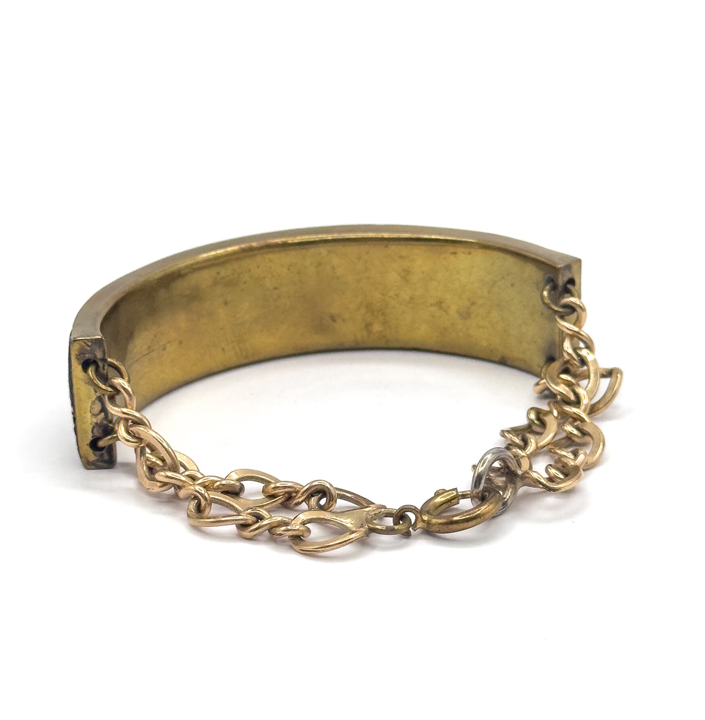 Vintage MicroMosaic Bird Inlay Bracelet in Gold Tone Metal - Costume