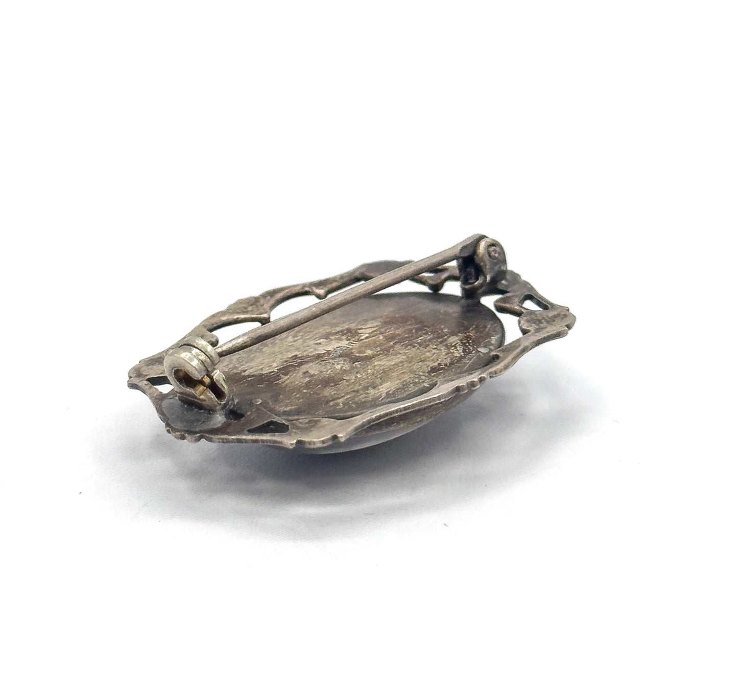 Vintage Butterfly Wing Cabochon Brooch in Sterling Silver