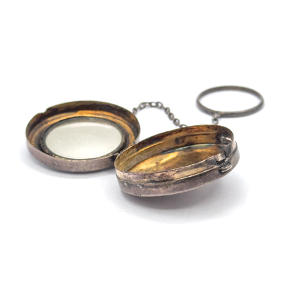 Edwardian Guilloche Enamel Compact in Sterling Silver