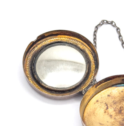 Edwardian Guilloche Enamel Compact in Sterling Silver