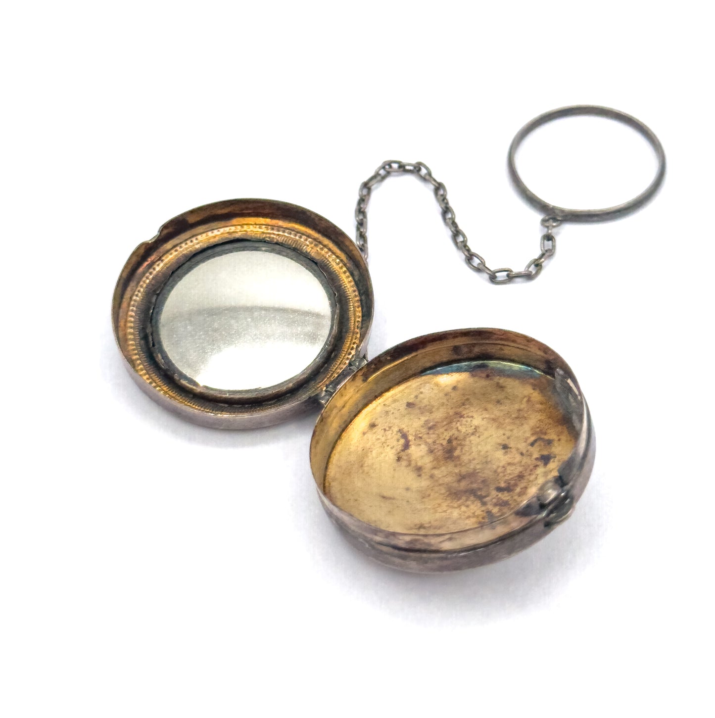 Edwardian Guilloche Enamel Compact in Sterling Silver