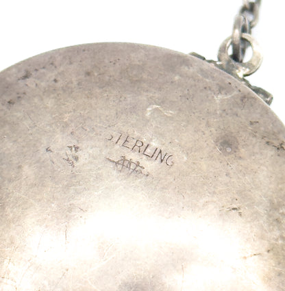 Edwardian Guilloche Enamel Compact in Sterling Silver