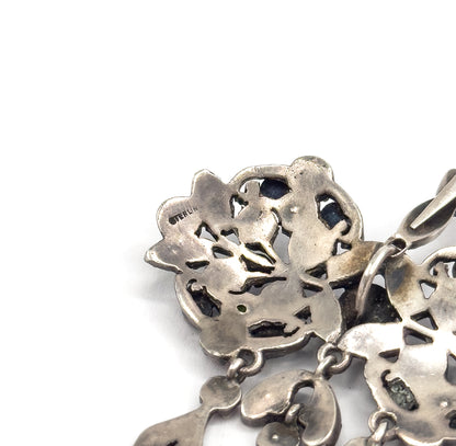 Antique Harlequin Paste Bow Drop Necklace in Sterling Silver