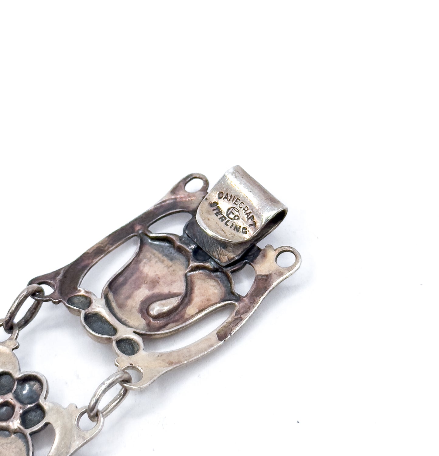 Mid-Century Danecraft FLoral panel Bracelet in Sterling Silver