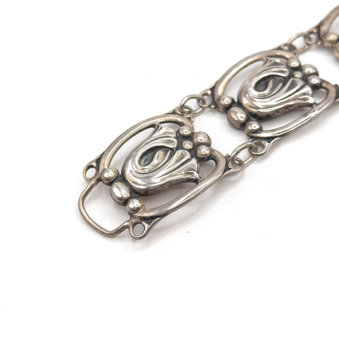 Mid-Century Danecraft FLoral panel Bracelet in Sterling Silver