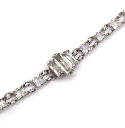 Art Deco Glass Stone Y-Drop Necklace in Sterling Silver