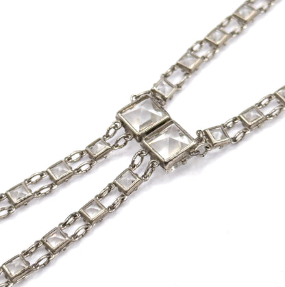 Art Deco Glass Stone Y-Drop Necklace in Sterling Silver