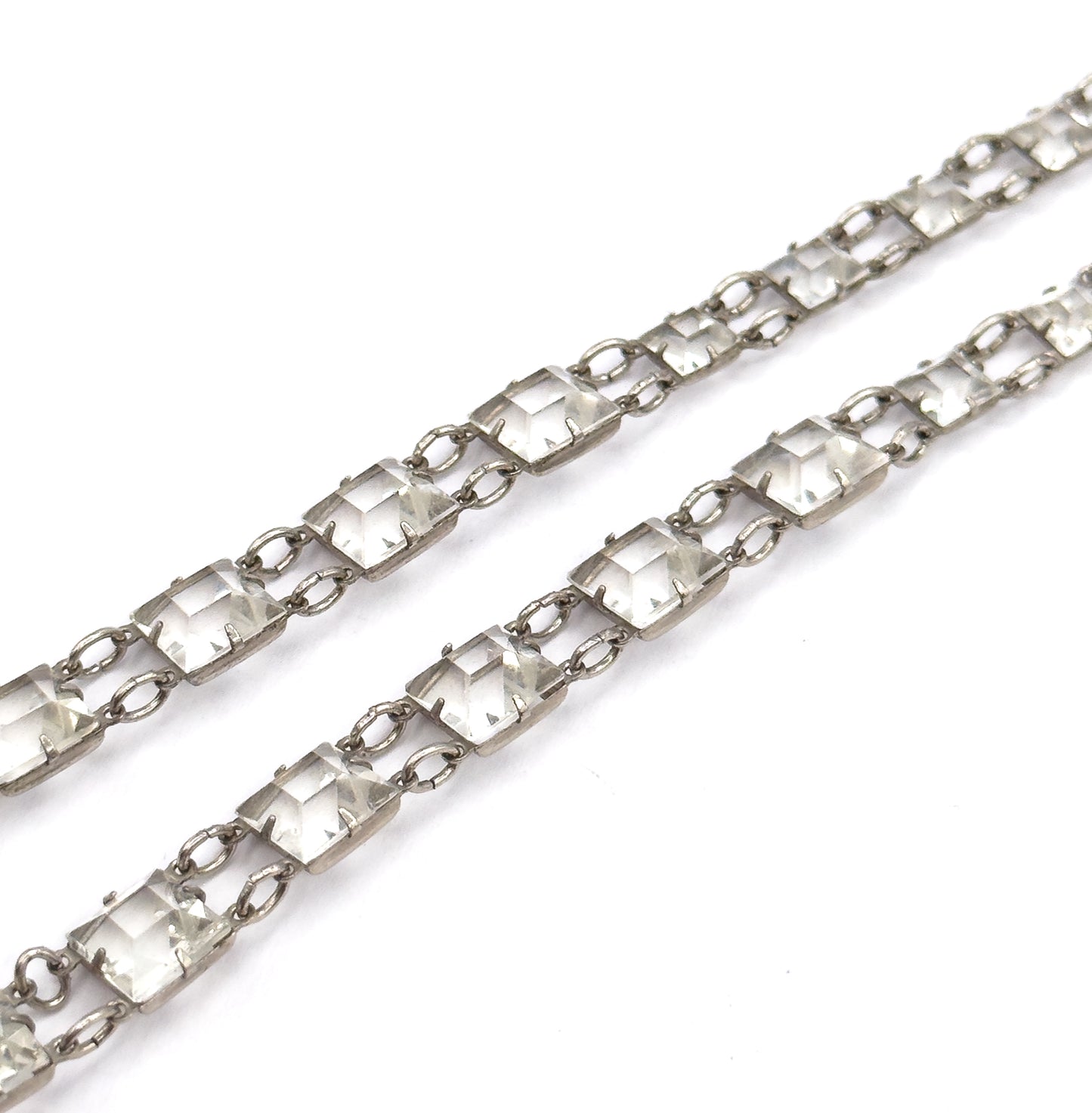 Art Deco Glass Stone Y-Drop Necklace in Sterling Silver