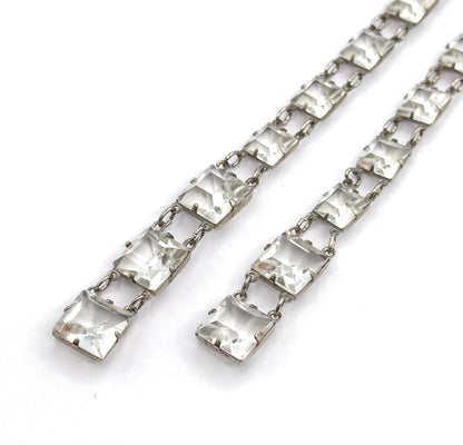 Art Deco Glass Stone Y-Drop Necklace in Sterling Silver