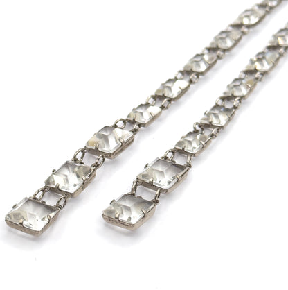 Art Deco Glass Stone Y-Drop Necklace in Sterling Silver