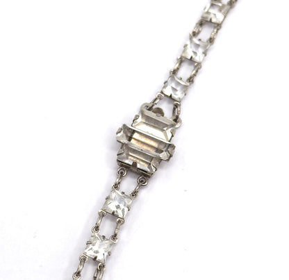 Art Deco Glass Stone Y-Drop Necklace in Sterling Silver