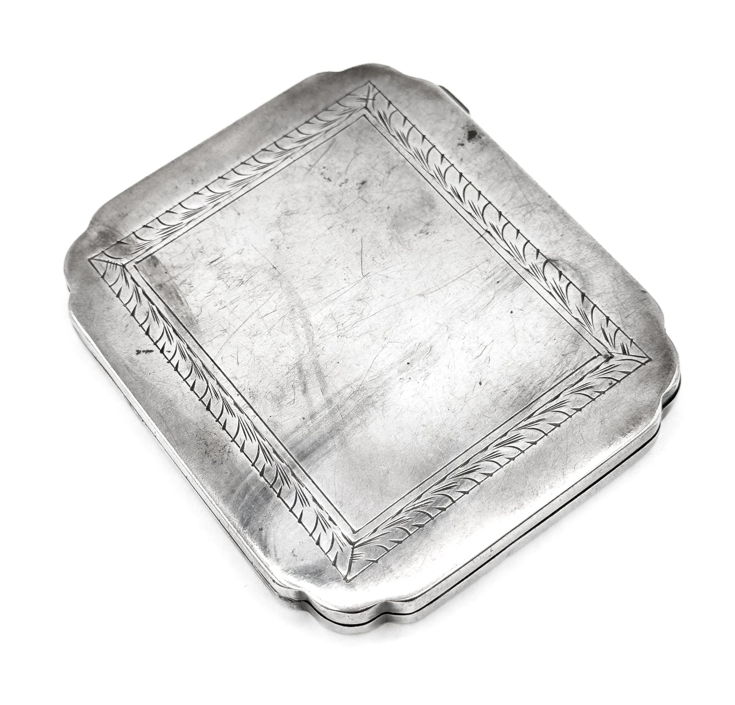 Vintage Hand Engraved Mirror Compact in 800 Silver