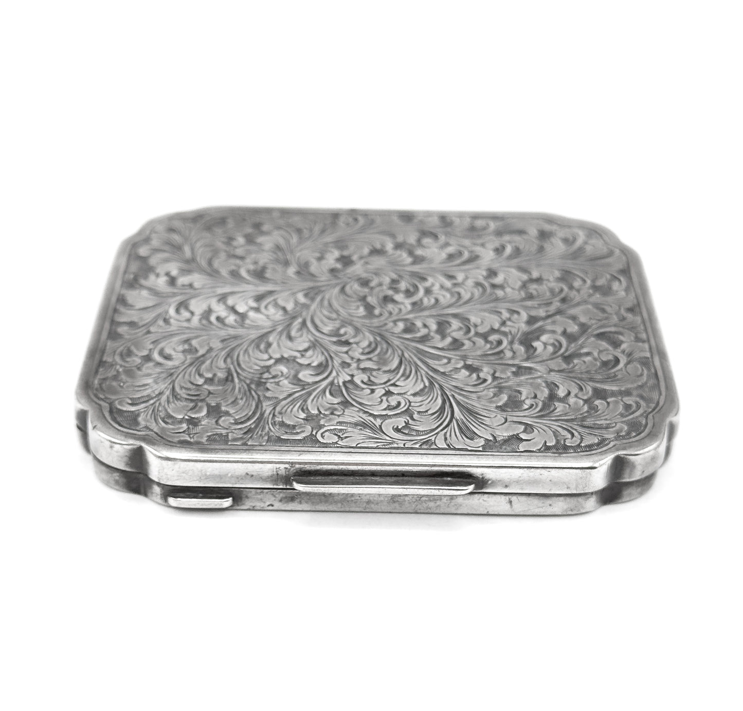 Vintage Hand Engraved Mirror Compact in 800 Silver